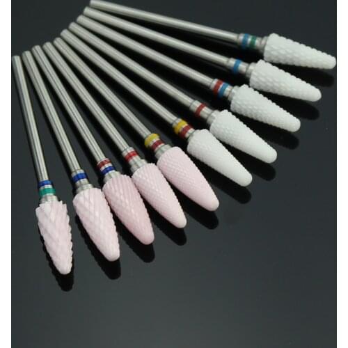 1pcs White Pink Ceramic Nail Drill Milling Cutter for Manicure Electric Drills Accessories Rotary Burr Manicure Bits Mills Tool