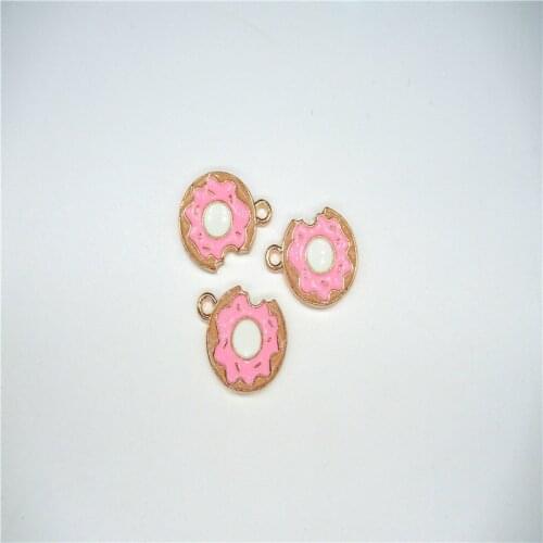10pcs Cute donut Food simulation Enamel DIY Pendant Handmade Alloy Accessories Starry red coffee Alloy Jewelry Earrings