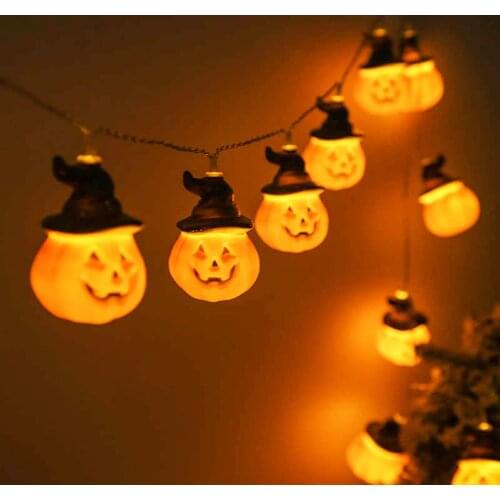 10LED Halloween Pumpkin Spider Bat Skull String Lights Lamp DIY Hanging Horror Halloween Decoration For Home Party Supplies