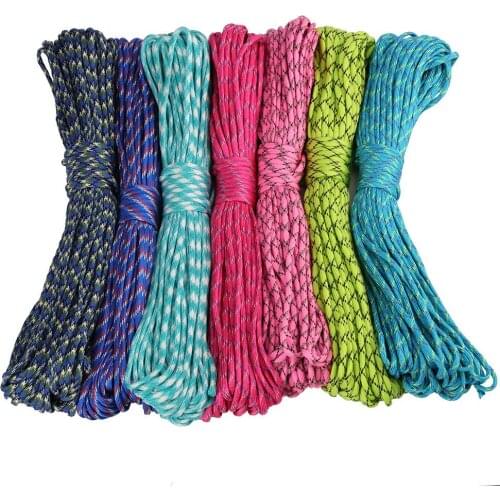 100ft Color 5mm 7 strands Cores Paracord for Survival 550 Parachute Cord Lanyard Camping Climbing Camping Rope Hiking Clotheslin