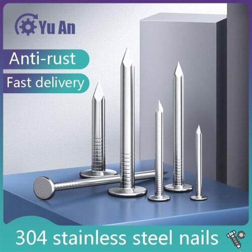 304 Stainless Steel Nail Cement Nail Steel Nail Carpenter Round Nail Cement Wall Nail Lengthened Small Nail Concrete Nail 10pcs