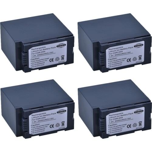 4Pc 5400mAh CGA-D54 CGA D54 D54S Camera Battery for Panasonic CGA-D54 Panasonic AG-AC8PJ AG-AC90A AG-HPX250 HC-X1000 AG-HPX255