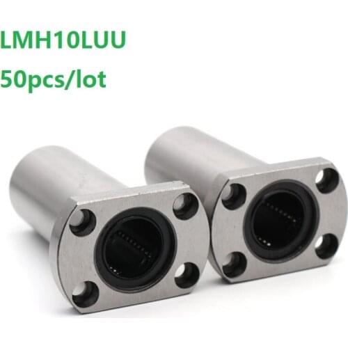 50pcs/lot LMH10LUU Long Type Oval Flange linear motion ball bearing bushing for CNC 3D printer Linear Rod