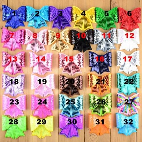 60 pcs / lot Big Sparkly Sequin Hair Bow 32 colors