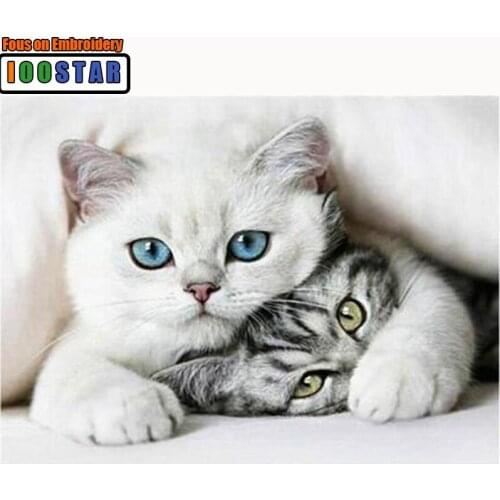 Diamond Embroidery Cat Picture of Rhinestones,Diamond Painting Cross Stitch Animal Full Square Diamond Mosaic Home Deco