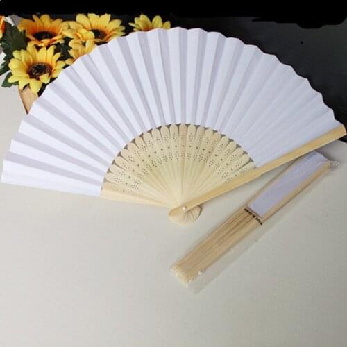 Free Shipping 10 pcs/lot 21 cm White color Paper Hand Fan Wedding Party Decoration Promotion Favor