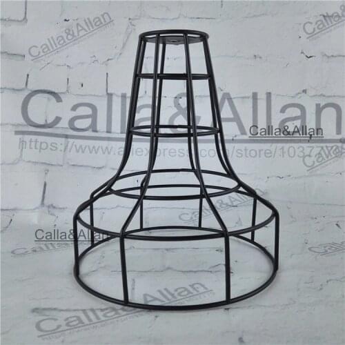 Free shipping 170mmX185mm E27 lamp shade black finished Iron tower cage edison lamp shade DIY black iron shade for lighting
