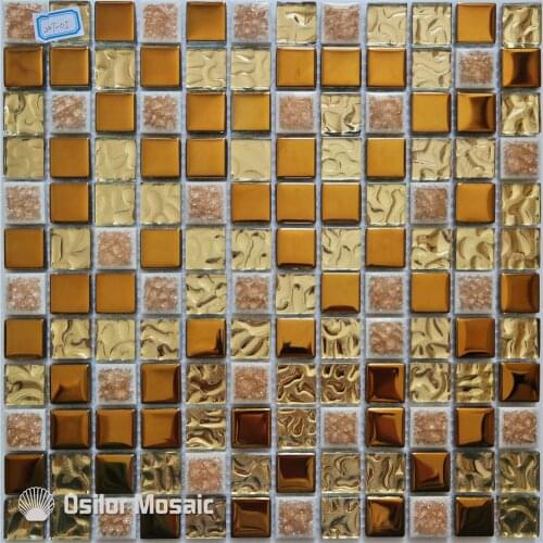 Free shipping ceramic mosaic tile golden glass mosaic tile for interior house decoration wall tile