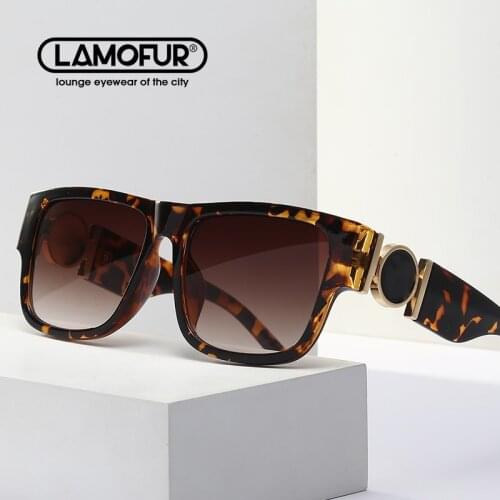 LAMOFUR Brand 2021 Fashion Rectangular Sun Glasses Men Designer Luxury Sunglasses for Womens Retro UV400 Gafas de sol 103-Wuhao