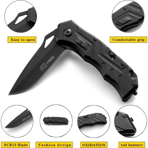 8CR13MOV Blade Quick Open Knives Portable Tactical Folding Knife Pocket Knives for Self-Defense Survival Climbing Riding Camping