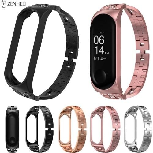 For Xiaomi Mi Band 5 6 Rhinestone Wrist Strap X-Link Stainless Steel Bracelet Wristband for Xiaomi Mi Band 3 4