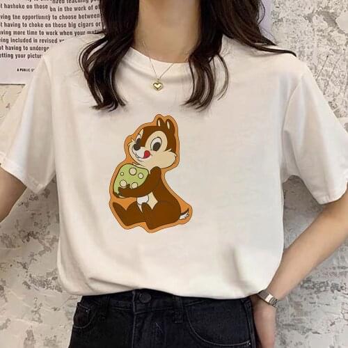 Disney Tshirt Chip And Dale Print T-Shirt Women Short Sleeve Streetwear Hip Hop Tee Tops For Women Dropship Female Clothes