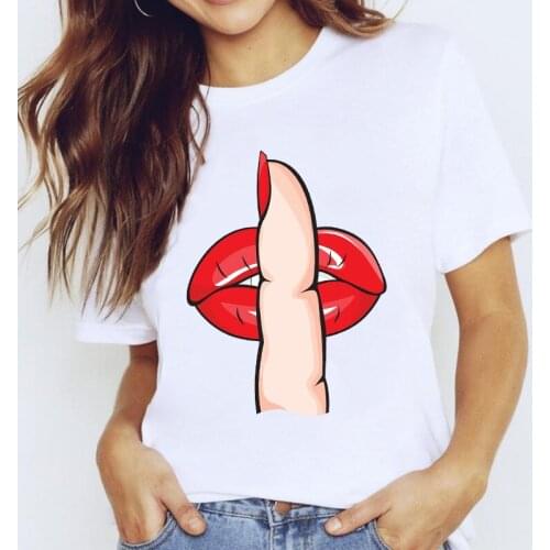 T-shirts Top for Women Love Cartoon Sexy Cute Clothes Fingernail Nail Art Clothing Print Lady Graphic T Shirt Female Tee T-Shirt