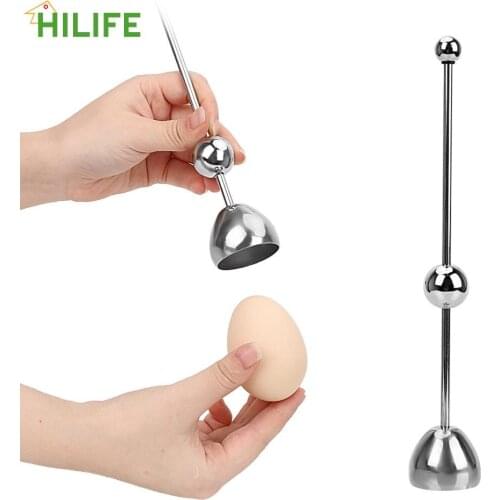 HILIFE Raw Egg Cracker Separator Egg Knocker Opener Egg Tools Kitchen Gadgets Stainless Steel Boiled Egg Topper Shell Top Cutter