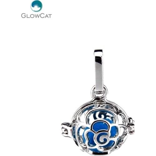 K512 5pcs/lot Silver Copper 19mm Flat Flower Beads Cage Pendant Locket Fairytale Party Essential Oil Diffuser