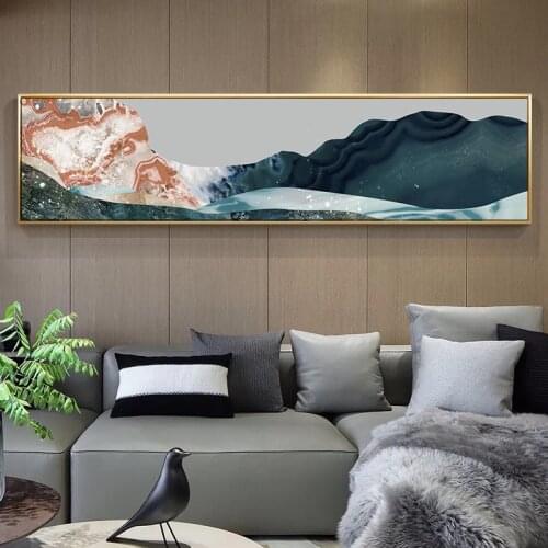 Modern new chinese Mountains canvas painting landscape poster and print wall art pictures for living room bedroom home decor