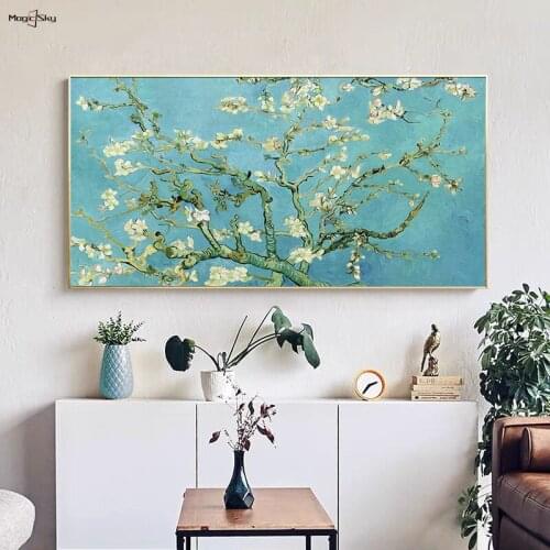 Classic Van Gogh Masterpiece Branches of an Almond Tree in Blossom Oil Painting Canvas Posters Wall Art Pictures Home Decoration