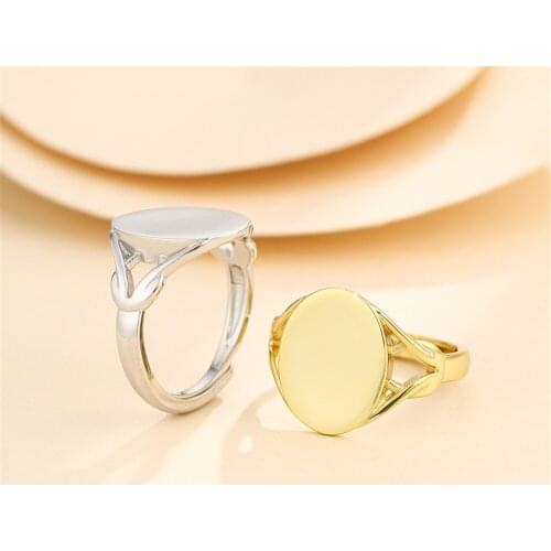 Ring Blank for 8x10mm/10x13mm/12x15mm Oval Cabochons Ring Setting Gold Plated 925 Silver Adjustable Ring Base SR0387