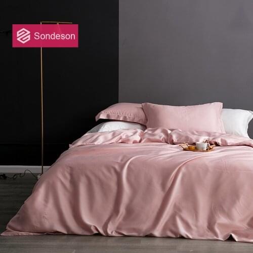 Sondeson Luxury Beauty 100% Silk Pink Bedding Set 25 Momme Silk Healthy Skin Duvet Cover Bed Linen Set Queen King For Women Man