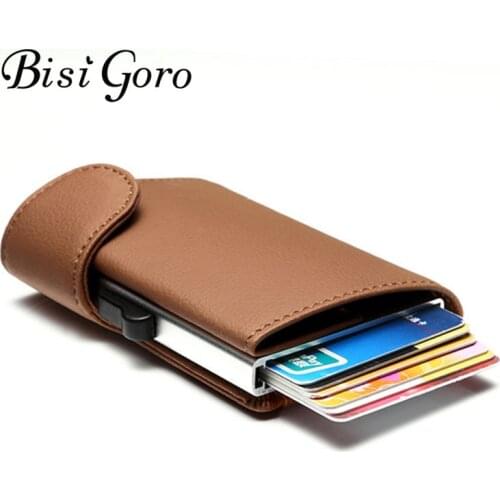 Bisi Goro New 2019 Wallet With RFID Card Holder Blocking Metal Holder Single Box Minimalist Aluminium Card Package smart wallet