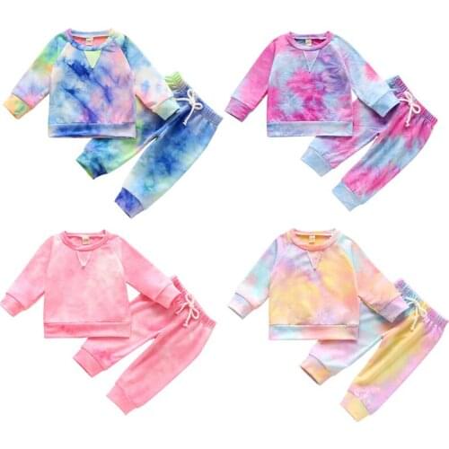 Citgeett Autumn 0-18M Kid Baby Girls Boys Tie dye Suit Long Sleeves pullover Top + Elastic Waist Pant Casual Sportswear Set
