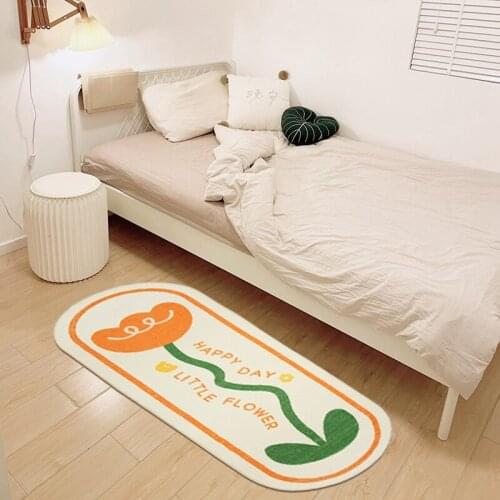 Nordic Bed Side Carpet Cartoon Area Rugs for Living Room Non-Slip Room Carpet Oval Long Floor Mats Dormitory Tatami Mat
