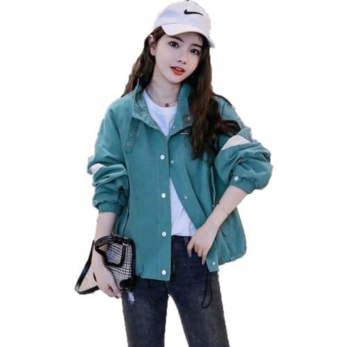 Womens Jackets 2021 Spring Autumn New Overcoat Loose Fashion Jacket Female Student Windbreaker Coat With Lined Coats D805