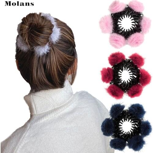 MOLANS Adjustable Card Size Hair Clip Decorative Hair Ball Simple And Convenient Decorations For Girl ​Hair Accessories Ornament