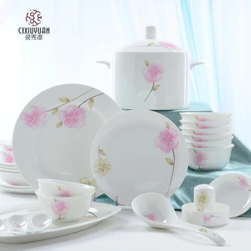 46piece set, bone china dinner set, floral painting, bento box food container, buffet dishes porcelain, wedding decoration