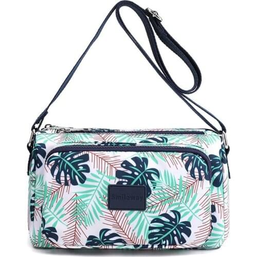 Flower Nylon Shoulder Bag for Women Rural style Leisure Or Travel Bags Many Zippers Package Soft portable Messenger Bags