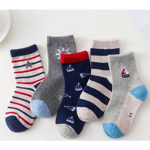 5 pairs/lot newborn baby boys socks fall boat/stripe design sailor style toddler kids ankle socks Soft breathable children socks