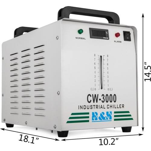Water Chiller CW-3000DG 9L Capacity Thermolysis Industrial Water Chiller 220V 50HZ Industrial Chiller for 60/80W CO2 Glass Tube