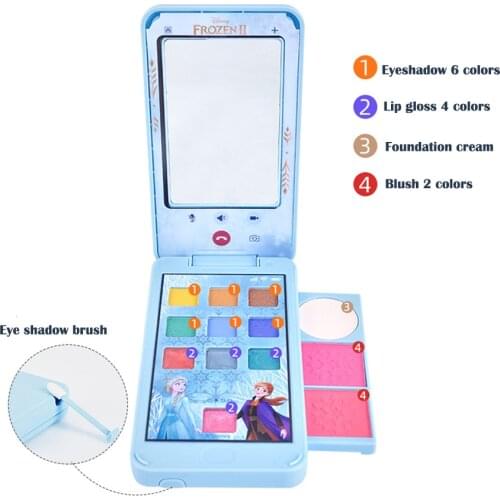 Original Disney Anime Frozen Childrens Cosmetics Set Simulate Mobile Phone Shape Kids Makeup Box for Girls Chritmas Gifts