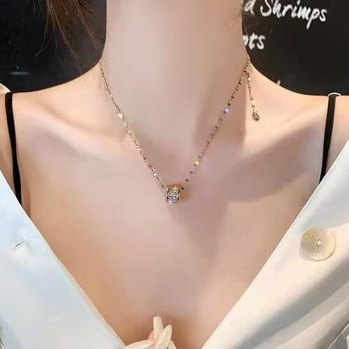 Women Titanium Steel White Green Red Slim Waist Pendant Necklace Female Birthday Gift Never Fade DropShipping Free Delivery