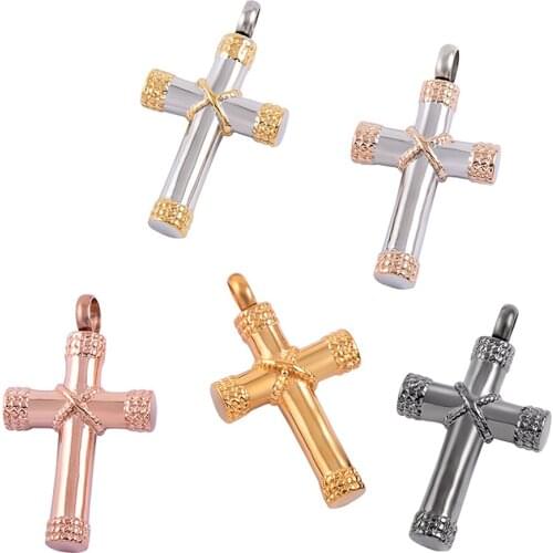 MJD8596 Rope Winding Cross Memorial Keepsake Jewelry Lords Prayer Cross Urn Pendant Necklace Cremation Ashes Locket