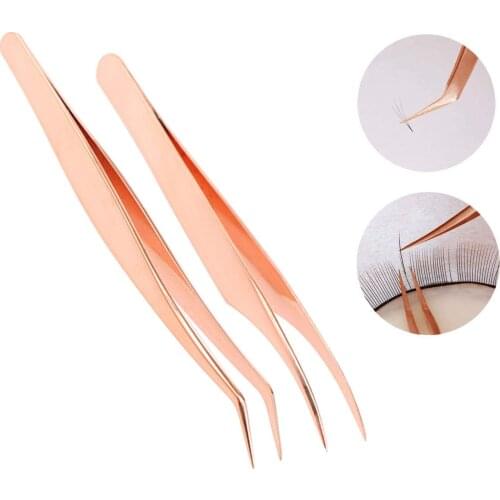Eyelash Tweezers Extension For Beauty Salon Golden Professional Precision Tweezer Rhinestone Picking Tool False Eyelash Nail Art