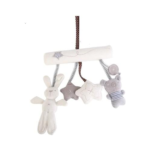 Plush Cute Rabbit Star Newborn Baby Music Hanging Bed Bedroom Decor Safety Seat Plush Toy Stroller Accessories Gifts
