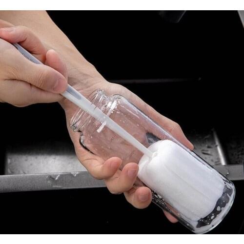 Sponge baby bottle brush long handle vacuum cup brush sponge cleaning brush household kitchen cleaning brush hit color cup brush