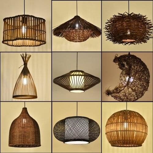 Style Antique Hotel bamboo rattan chandelier personality retro bar restaurant teahouse homestay birds nest lamp