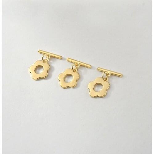 Plum Blossom OT Clip Bracelet Necklace Pearl Bracelet Closure Buckle Pendant DIY Ornament Copper Accessories 18K Real Gold 2pcs