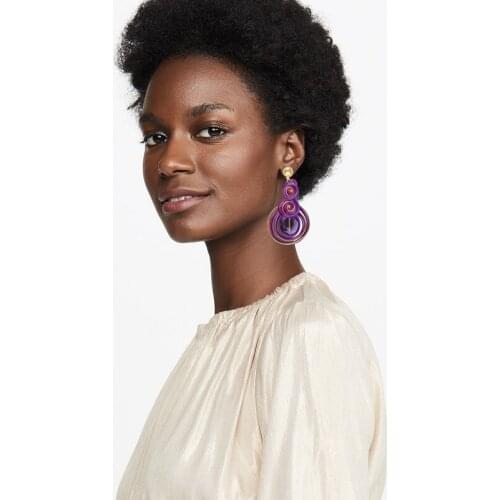 Dvacaman Purple Crystal Earrings for Women Spring Rhinestone Luxury Fashion Jewelry Wholesale Big Long Drop Earrings Valentine