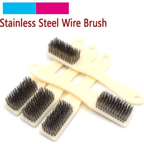 1pcs 6 Rows Stainless Steel Wire Cleaning Brush Plastic Handle For Walnut Bodhi Jewelry Play Polishing Tools Metal Rust Brush