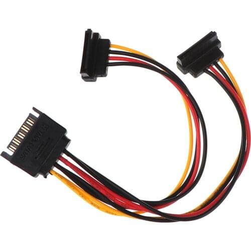1pc 90 Degree SATA 15-Pin Male To 2 X 15P Female Y Splitter Adapter Sata Power Cable For HDD Hard Drive