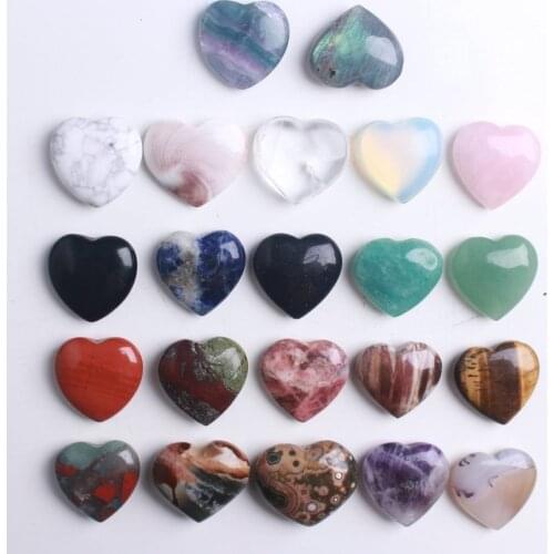 1Pc 30x30mm All Kinds mineral Crystal Love Heart Shaped Pendant Polished jewelry collection DIY