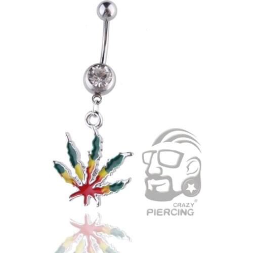 1pc Green Maple Leaf Navel Piercing Belly Button Ring Piercing Industrial Piercing Nombril Piercing Ombligo Sexy Piercing