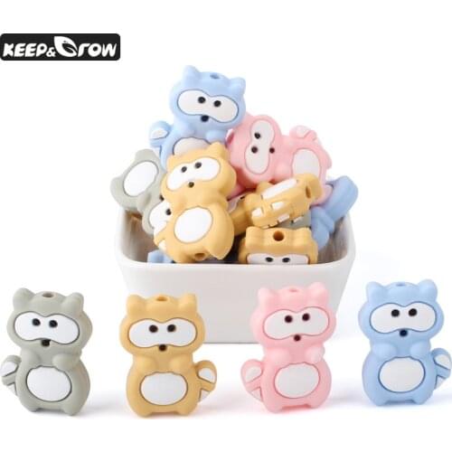 100pcs Rodent Silicone Beads Mini raccoon Silicone Beads Food Grade Beads Accessories silicone rodent Making Necklace Pendant