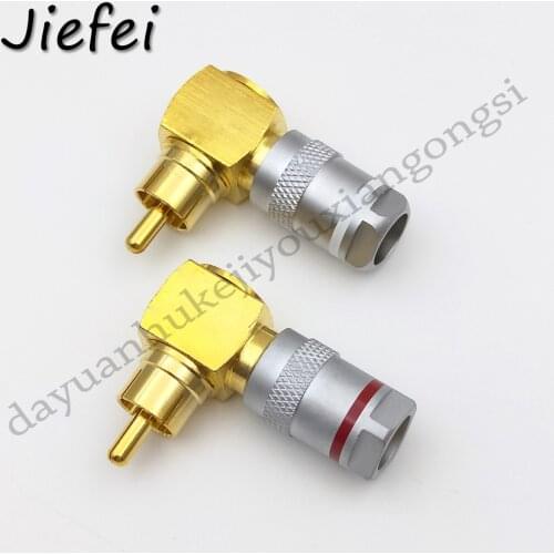4-50pcs brass Right Angle 90 degrees RCA Gold Plated Male Plug Adapter For Headphone Audio Cable Audio And Video Connector
