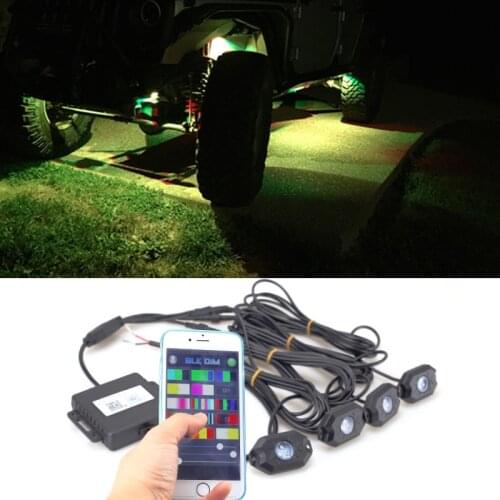 4pcs/kit LED RGB Welcome Light Mobile Phone Control Light Underbody Light Mixed Color Car Styling Drop Shipping