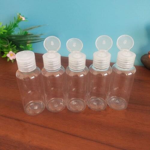 5Pcs 50 Ml Empty Transparent Plastic Clamshell Water Bottle Crystal Clear Flip Portable Flip Bottle
