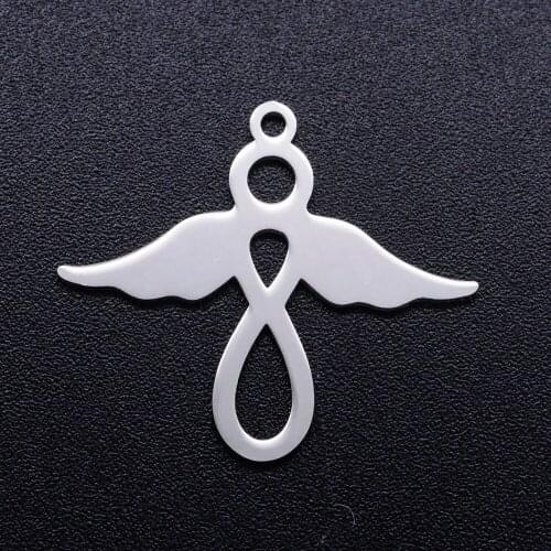 5pcs/lot Flying Angel Stainless Steel DIY Charms Wholesale High Polished Charm for Bracelet Making Factory Sale